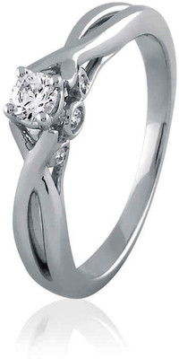 10% OFF on Velvetcase Diamond Soliaire Twist Engagement White Gold 18 K Ring