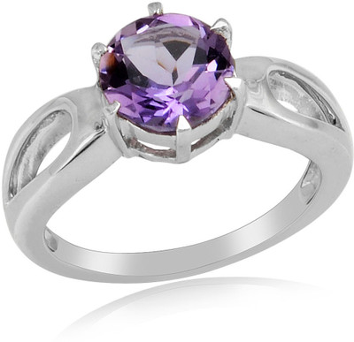 64% OFF on RosesNRibbons Elegant Embellishment Sterling Silver Amethyst Rhodium Plated Ring