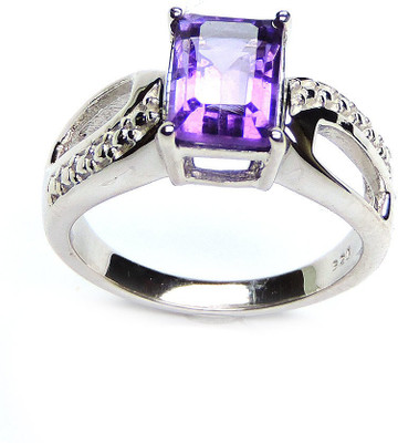 40% OFF on Silvantra Sterling Silver Amethyst, Zircon Rhodium Plated Ring