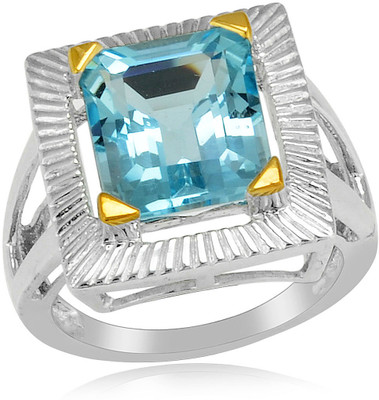 44% OFF on RosesNRibbons Dainty Princess Sterling Silver Topaz Rhodium, 18K Yellow Gold Plated Ring