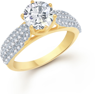 75% OFF on VK Jewels Cluster Golden CZ Gold and Rhodium Plated Alloy Cubic Zirconia 18K Yellow Gold Plated 18 K Ring