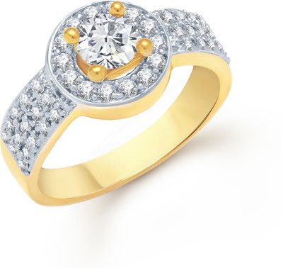 75% OFF on VK Jewels Round CZ Gold and Rhodium Plated Alloy Cubic Zirconia 18K Yellow Gold Plated 18 K Ring