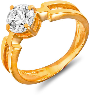 54% OFF on Mahi Bold Vogue Solitaire Brass, Alloy Cubic Zirconia 24K Yellow Gold Plated Ring