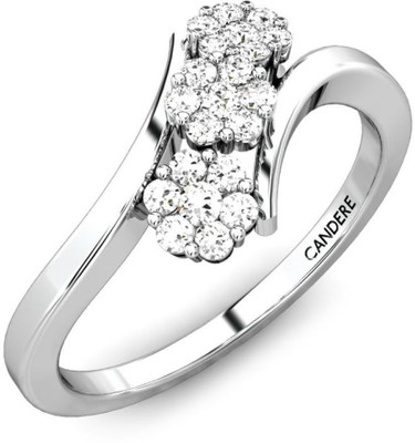 29% OFF on Candere Clover White Gold Diamond 18 K Ring