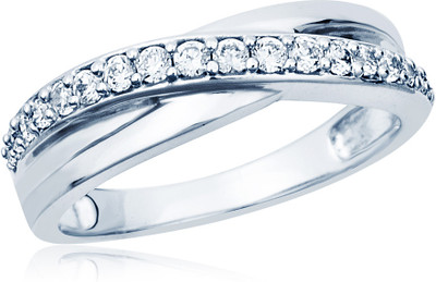 50% OFF on Navvya Sterling Silver Cubic Zirconia Rhodium Plated Ring