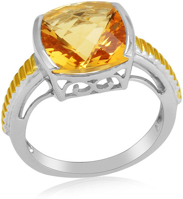 44% OFF on RosesNRibbons Citrine Wonder Sterling Silver Citrine Rhodium, 18K Yellow Gold Plated Ring