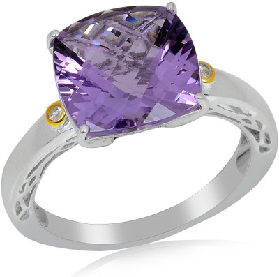 33% OFF on RosesNRibbons Mystic Wonder Sterling Silver Amethyst, Topaz Rhodium, 18K Yellow Gold Plated Ring