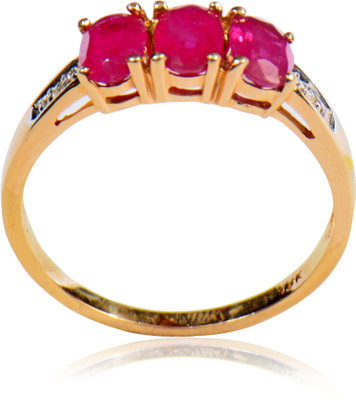 15% OFF on Rakam Gold Ruby, Diamond 18K Yellow Gold Plated 18 K Ring