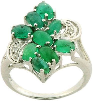 9% OFF on Djoyer Silver Emerald, Diamond Ring