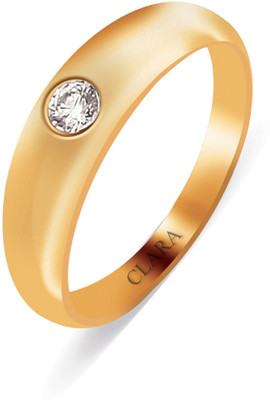 55% OFF on Clara The Classic Sterling Silver Swarovski Crystal 18K Yellow Gold Plated Ring