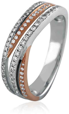 23% OFF on Velvetcase Two Tone Diamond Multi Row Band White Gold 18 K Ring