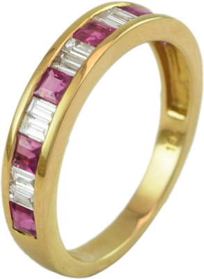 15% OFF on Rakam Gold Ruby, Diamond 18K Yellow Gold Plated 18 K Ring