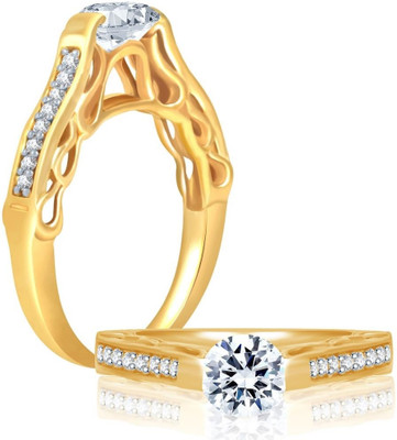 59% OFF on Sukkhi Cubic Zirconia Stone Studded Solitaire Alloy Cubic Zirconia Rhodium, 18K Yellow Gold Plated Ring