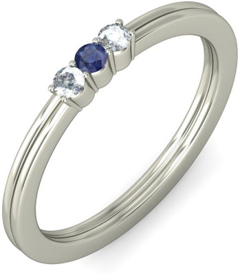 BlueStone The Zula White Gold Diamond, Sapphire 18K White Gold Plated 18 K Ring