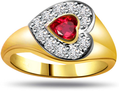 40% OFF on Surat Diamond Diamond & Ruby Heart Ring SDR1005 Yellow Gold Diamond, Ruby 18 K Ring