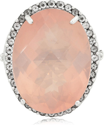 37% OFF on RosesNRibbons Sterling Silver Rhodium Plated 18 K Ring