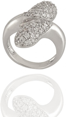 60% OFF on Siyora Studded Brass Cubic Zirconia Rhodium Plated Ring