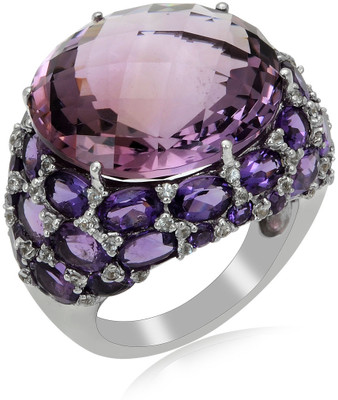44% OFF on RosesNRibbons Designer Keepsake Sterling Silver Amethyst, Topaz Rhodium Plated Ring