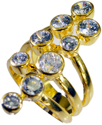 24% OFF on Riyo Sightlystar White Cz Copper Cubic Zirconia 18K Yellow Gold Plated Ring