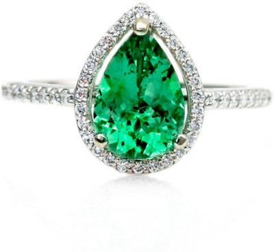 68% OFF on Rm Jewellers 92.5 Pure Sterling Fashionable Silver Cubic Zirconia, Emerald Ring