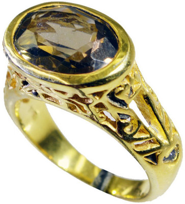 46% OFF on Riyo Provocative Smoky Quartz Copper Quartz 18K Yellow Gold Plated Ring