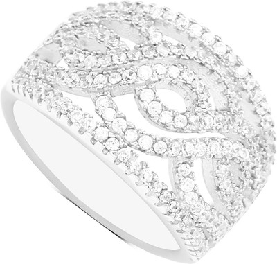 30% OFF on Gemtogems Sterling Silver Cubic Zirconia Rhodium Plated Ring