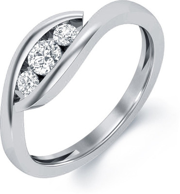 31% OFF on Aamanat Three Stone Sterling Silver Swarovski Crystal Rhodium Plated Ring