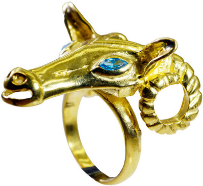 24% OFF on Riyo Charming Blue Topaz Cz Copper Cubic Zirconia 18K Yellow Gold Plated Ring