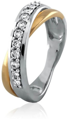 23% OFF on Velvetcase Two Tone Criss- Cross Diamond Eternity Band White Gold 18 K Ring