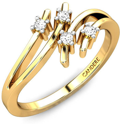 14% OFF on Candere The Holyrood Diamond Yellow Gold Rhodium Plated 14 K Ring