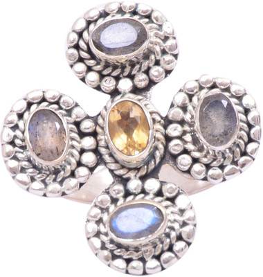 55% OFF on Rubera Moonstones and Citrine stone Silver Moonstone, Citrine Ring