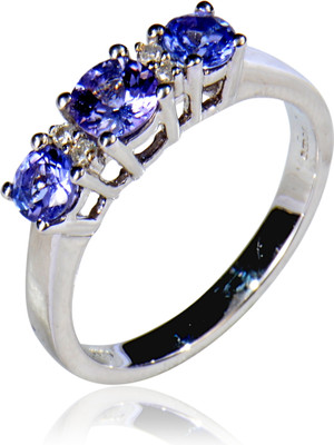 15% OFF on Rakam Gold Tanzanite, Diamond 18K White Gold Plated 18 K Ring