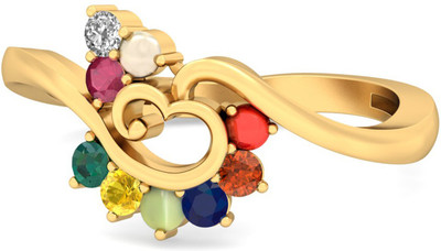 WearYourShine by PCJ The Izhaiyini Gold Diamond, Ruby, Emerald, Sapphire, Coral, Garnet, Cat's Eye 18 K Ring
