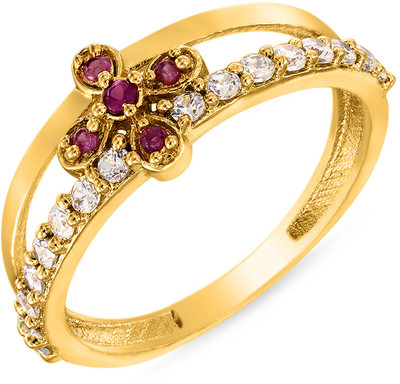 34% OFF on Mahi Creative Melange Brass, Alloy Ruby, Zircon 24K Yellow Gold Plated Ring