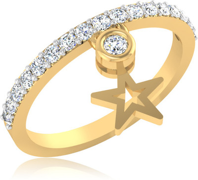 44% OFF on IskiUski Comely Charm Sterling Silver Diamond 14K Yellow Gold Plated 14 K Ring