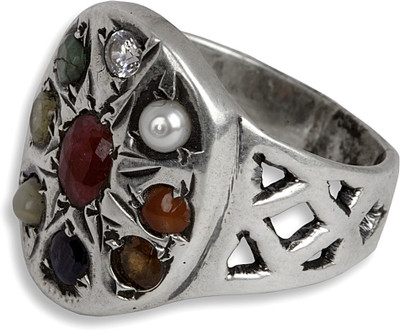 17% OFF on Silverwala Silver Pearl, Coral, Sapphire, Cat's Eye, Emerald, Cubic Zirconia, Ruby Ring