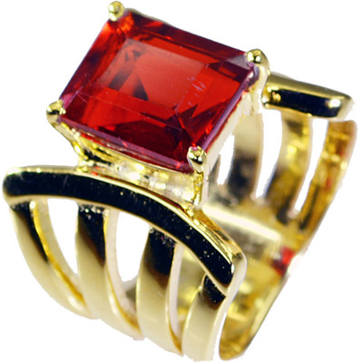 25% OFF on Riyo Gracefulstar Ruby Cz Copper Cubic Zirconia 18K Yellow Gold Plated Ring