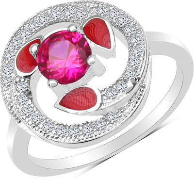 75% OFF on Silverona Sterling Silver Cubic Zirconia Rhodium Plated Ring