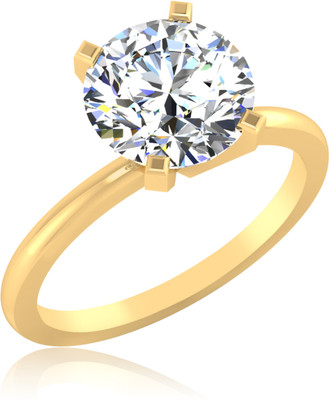 38% OFF on IskiUski Roy Round Solitaire Sterling Silver Swarovski Crystal 14K Yellow Gold Plated Ring