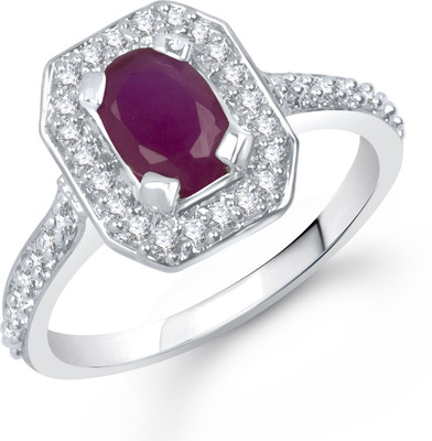 75% OFF on VK Jewels Ruby Beaded Alloy Cubic Zirconia Rhodium Plated Ring