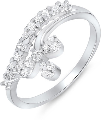 34% OFF on Mahi Floral Alloy, Brass Zircon Rhodium Plated Ring