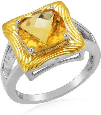 44% OFF on RosesNRibbons Sparkly Bauble Sterling Silver Citrine Rhodium, 18K Yellow Gold Plated Ring