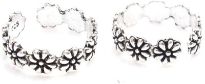 Gandhi Jewellers Beautiful Floral Sterling Silver Toe Ring Set