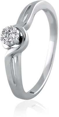 Velvetcase Diamond Composite Ribbon Ring White Gold 18K White Gold Plated 18 K Ring