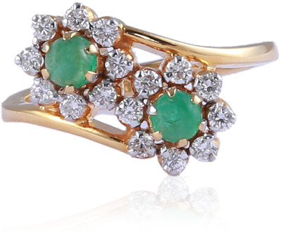 14% OFF on Jisha Cocktail Inspiration Ring Gold Diamond, Emerald 18 K Ring