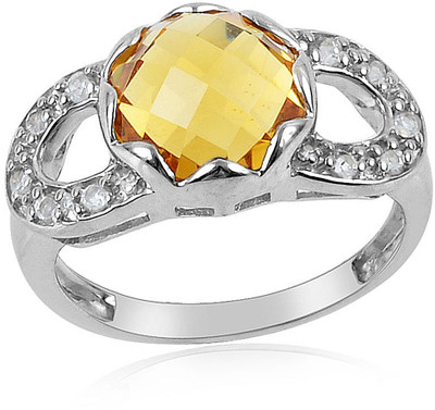 37% OFF on RosesNRibbons Sterling Silver Citrine, Topaz Rhodium Plated Ring