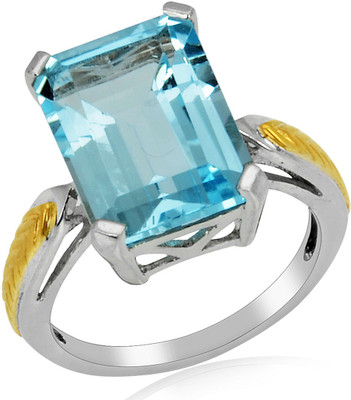 33% OFF on RosesNRibbons Princess Dainty Sterling Silver Topaz Rhodium, 18K Yellow Gold Plated Ring