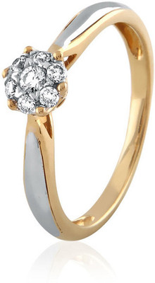 11% OFF on Velvetcase Two Tone Diamond Cluster Ring Yellow Gold 18K Yellow Gold, 18K White Gold Plated 18 K Ring