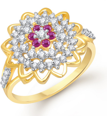 77% OFF on VK Jewels Stunning Flower Alloy Cubic Zirconia 18K Yellow Gold Plated Ring