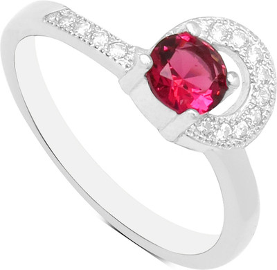 30% OFF on Gemtogems Sterling Silver Cubic Zirconia, Ruby Rhodium Plated Ring
